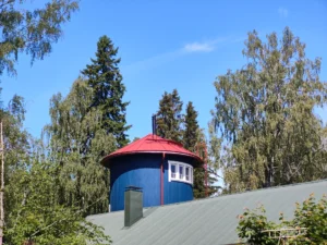 Pikkutammen elämystorni navetan takaa. 